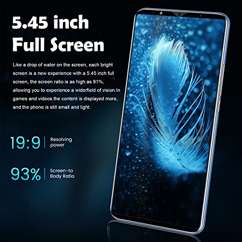 ASHATA M12 Unlocked Android Cellphone Face Recognition Smartphone with 4.45in HD Curved Screen, Full Network Mobile Phone, 512MB 4GB, Support Extended 128GB Memory Card, WiFi BT FM (Blue)