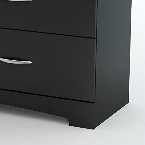 Home Square 3 Piece Modern Bedroom Furniture Set - 6 Drawer Black Dresser for Bedroom / 6 Tall Black Chest of Drawers for Bedroom/Black Nightstand with Drawer and Shelf