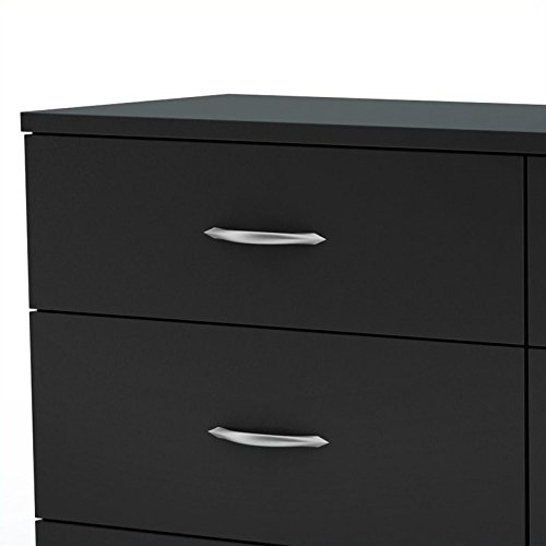 Home Square 3 Piece Modern Bedroom Furniture Set - 6 Drawer Black Dresser for Bedroom / 6 Tall Black Chest of Drawers for Bedroom/Black Nightstand with Drawer and Shelf