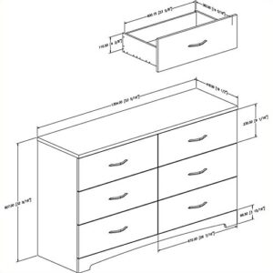 Home Square 3 Piece Modern Bedroom Furniture Set - 6 Drawer Black Dresser for Bedroom / 6 Tall Black Chest of Drawers for Bedroom/Black Nightstand with Drawer and Shelf