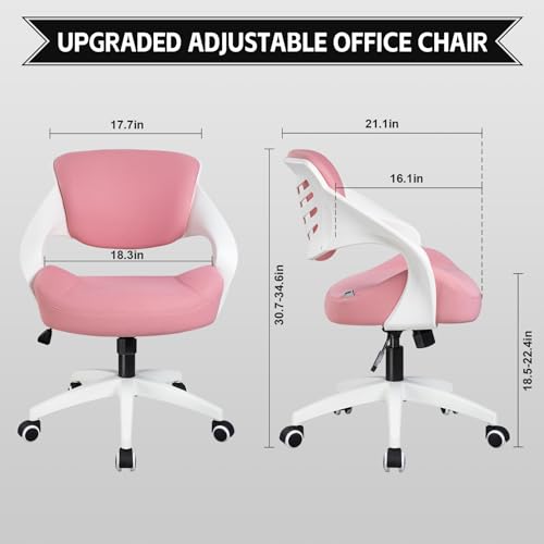 BOJUZIJA Ergonomic Office Computer Desk Kid Study Chair Waist Support Function Swivel 360° for Home&Office (Pink)