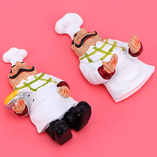 Yosoo Wall Hook Cartoon Chef Figurine Self‑ACreative Cartoon Hook dhesive Hanger Hotel Dining Room Bedroom Kitchen Decoration(BS081/82)