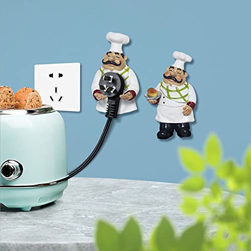 Yosoo Wall Hook Cartoon Chef Figurine Self‑ACreative Cartoon Hook dhesive Hanger Hotel Dining Room Bedroom Kitchen Decoration(BS081/82)