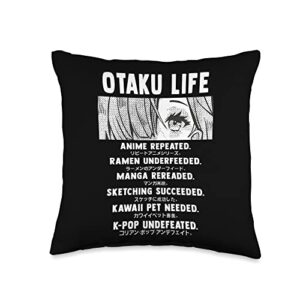 cool art - asian country - asiatic stuff otaku life-anime, ramen, manga, sketching, kawaii, k-pop throw pillow, 16x16, multicolor