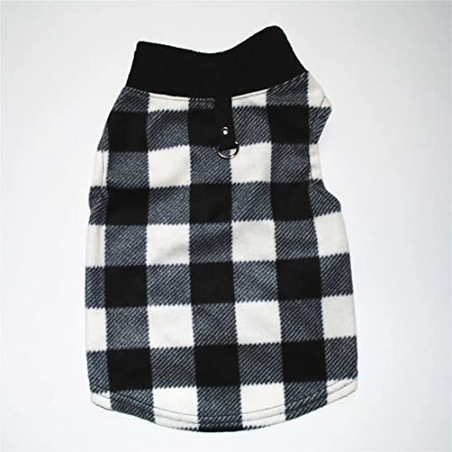 Clopon Dog Shirt Fleece Sweater for Small Pet Clothes Boy Yorkies Sweatshirt Harness Breathable Apparel Outfits Plaid S