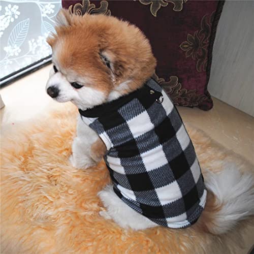 Clopon Dog Shirt Fleece Sweater for Small Pet Clothes Boy Yorkies Sweatshirt Harness Breathable Apparel Outfits Plaid S