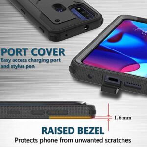 Covrware Aegis Series Case for Moto G Pure 6.5 inch (2021 Release), Full-Body Rugged Dual-Layer Shockproof Protective Holster Swivel Belt-Clip Cover with Kickstand and Built-in Screen Protector, Black