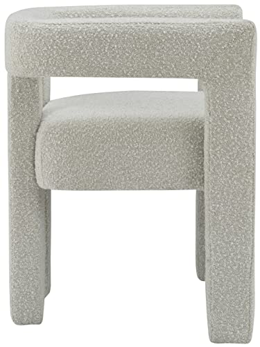 Meridian Furniture Athena Collection Modern | Contemporary Boucle Fabric Upholstered Accent | Dining Chair, 25" W x 21" D x 27" H, Cream