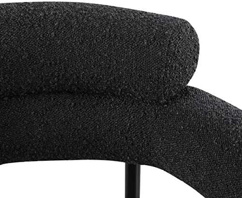 Meridian Furniture Blake Collection Modern | Contemporary Boucle Fabric Upholstered Dining Chair with Metal Frame, Set of 2, 28.5" W x 24" D x 31.5" H, Black