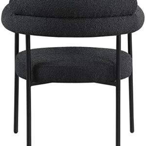 Meridian Furniture Blake Collection Modern | Contemporary Boucle Fabric Upholstered Dining Chair with Metal Frame, Set of 2, 28.5" W x 24" D x 31.5" H, Black