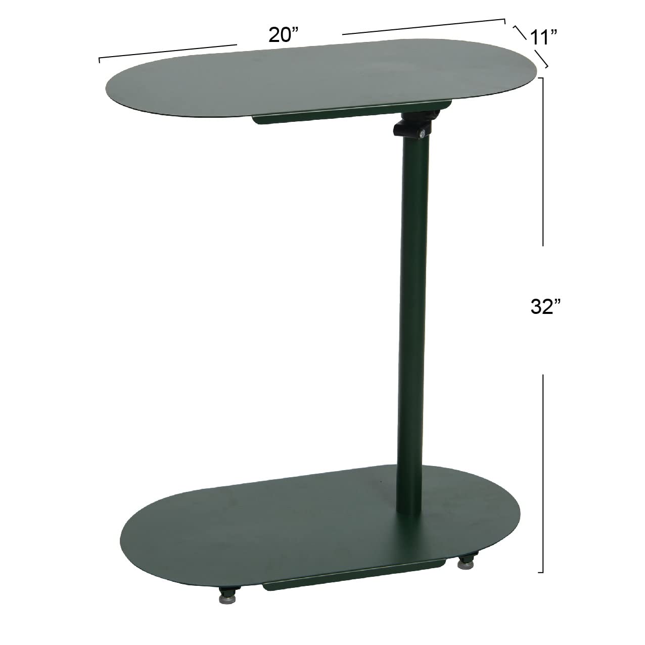 Main + Mesa Modern Adjustable C-Table, Dark Green