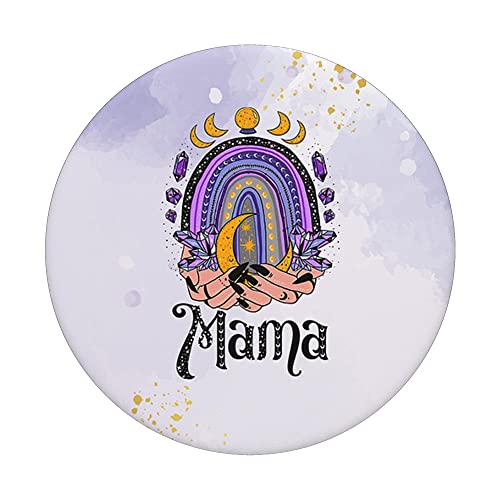 Mama Of Moon Child Witchy Moon With Crystal Boho Moon PopSockets Swappable PopGrip