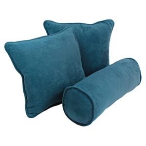 blazing needles corded microsuede throw pillow set, teal 3 count