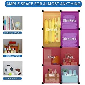 BRIAN & DANY Portable Closet Wardrobe - Cube Storage Organizer for Kids, Baby Closet, Plastic Clothing Cabinet, Bedroom Armoires for Toys, Shoes, Clothes - 8 Cubes, Blue