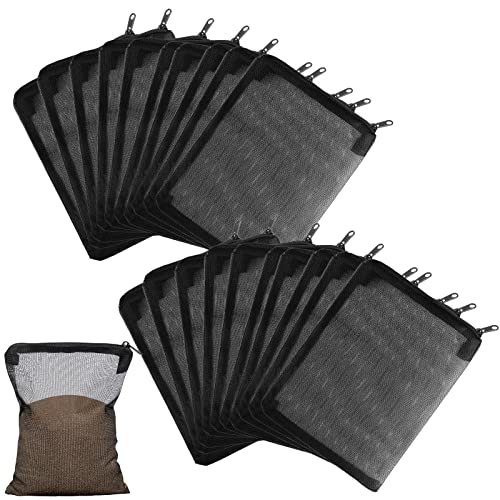 Shappy 20 Pack Aquarium Filter Bags 5.9 x 8 Inch Fine Black Filter Media Bags High Flow Fine Mesh Bags Reusable Nylon Bags with Zipper for Fine Resins Filter Activated Carbon Fresh Saltwater Tanks