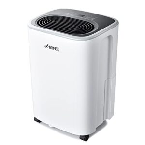 2000 sq ft 30 pint dehumidifier for home and basement, firiner dehumidifiers for bedroom with drain hose, auto shut-off, intelligent humidity control, laundry dry and 0.66 gallon water tank