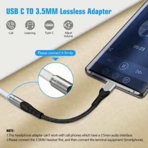 USB C to 3.5mm Headphone Adapter, Type C Headphone Jack Adapter, USB C to Aux Audio Adapter iPad Pro Adapter Compatible with Pixel 5/4/3/2 XL, Galaxy S21 S20 FE Ultra S20+ Plus Note 20 S10 S9 Plus