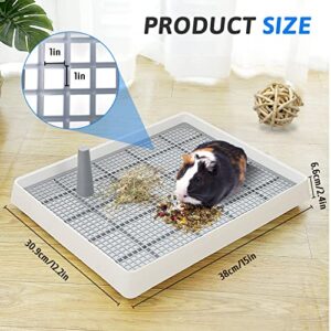 Tfwadmx Guinea Pig Litter Pan with Grid Large Rabbit Litter Box Small Animal Potty Trainer Bunny Corner Tray Toilet with Scoop for Chinchilla Guinea Pigs Ferret Hedgehog