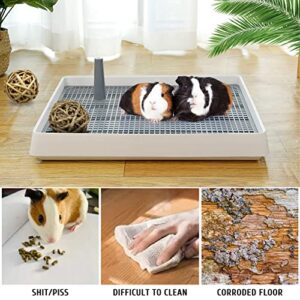 Tfwadmx Guinea Pig Litter Pan with Grid Large Rabbit Litter Box Small Animal Potty Trainer Bunny Corner Tray Toilet with Scoop for Chinchilla Guinea Pigs Ferret Hedgehog