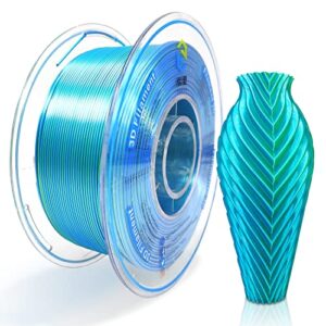 yousu silk pla filament 1.75mm, 3d printer filament coextrusion filament dual color, compatible with most of 3d printer, silk blue green 1kg(2.2lbs).