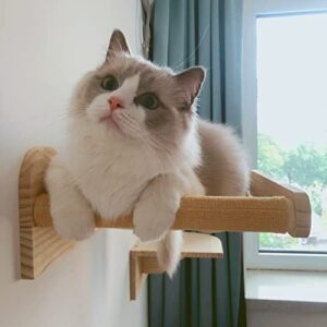 Cat Shelves and Perches Wall Mounted Indoor Cats Furniture Solid Wood Cat Wall House Set for Activity Climbers 5pcs/Set