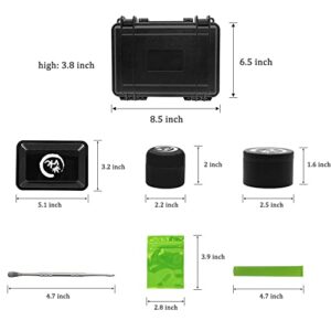 Vakuny Smell Proof Storage Box - ABS Plastic Storage Container with Lock - Portable Waterproof Box - Black Padded Storage Box - 14 Piece Accessories Kit Set Suit for Travel Gifts