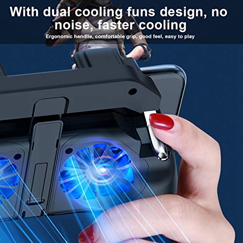 Shanrya Comfortable Touch Dual Cooling Fans, Mobile Phone Gamepad, Heat Dissipation for Watching Film Playing Games Smartphone(5000mah)