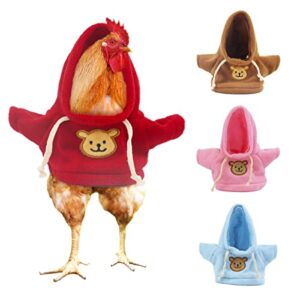 4pcs Chicken Costume for Hens Shirt with Hat,Pet Chicken Clothes Warm Cartoon Hoodies Coop Cage Accessories Toys for Parrot Duck