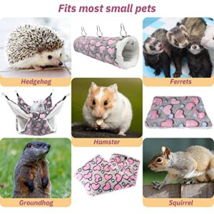 Small Pet Cage Hammock, Guinea Pig Hideout, Mattress, Pet Cage Hanging Tunnel Set for Small Pets like Hamster Guinea Pig etc by 3E Pet (3pc Set, Grey)