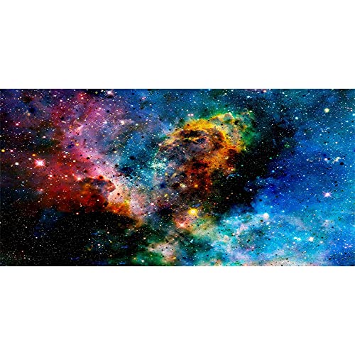 AWERT 48x18 inches Galaxy Aquarium Background Cloud Stars and Colorful Cosmic Universe Fish Tank Background Mystery Space Terrarium Background