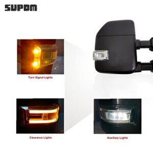 SUPDM Pair Set Towing Mirrors Compatible with 1999-2016 Ford F250 F350 F450 F550 Super Duty Truck Side Tow Mirrors with Turn Signal and Auxiliary Lamp