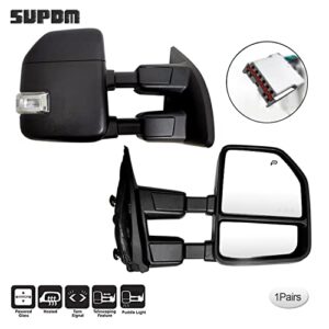 SUPDM Pair Set Towing Mirrors Compatible with 1999-2016 Ford F250 F350 F450 F550 Super Duty Truck Side Tow Mirrors with Turn Signal and Auxiliary Lamp