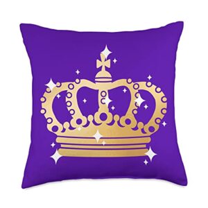 crown king queen princess royal gift queen king royal crown throw pillow, 18x18, multicolor