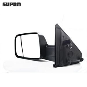 SUPDM Pair Towing Mirrors fit 02-08 for Dodge Ram 1500 03-09 for Dodge Ram 2500 3500 with Turn Signal Light Power Heated Black Housing Set Left+Right