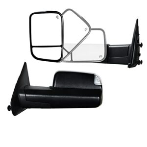 supdm pair towing mirrors fit 02-08 for dodge ram 1500 03-09 for dodge ram 2500 3500 with turn signal light power heated black housing set left+right