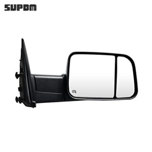 SUPDM Pair Towing Mirrors fit 02-08 for Dodge Ram 1500 03-09 for Dodge Ram 2500 3500 with Turn Signal Light Power Heated Black Housing Set Left+Right