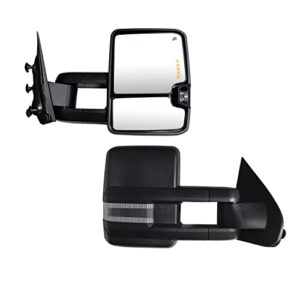supdm towing mirrors fit 2014-2018 for chevy silverado/for gmc sierra 1500 2015-2018 for chevy silverado/for gmc sierra 2500 3500 with turn signals lights, clearance lamp, running light