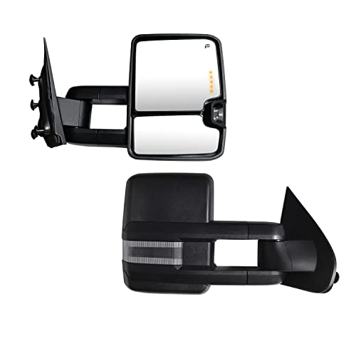 SUPDM Towing Mirrors fit 2014-2018 for Chevy Silverado/for GMC Sierra 1500 2015-2018 for Chevy Silverado/for GMC Sierra 2500 3500 with Turn Signals Lights, Clearance Lamp, Running Light