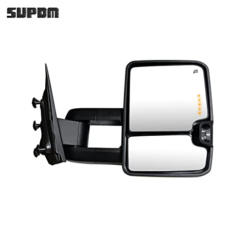 SUPDM Towing Mirrors fit 2014-2018 for Chevy Silverado/for GMC Sierra 1500 2015-2018 for Chevy Silverado/for GMC Sierra 2500 3500 with Turn Signals Lights, Clearance Lamp, Running Light