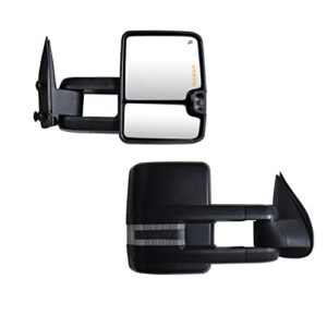 supdm towing mirrors compatible for chevy silverado suburban tahoe gmc serria yukon 2003 04 05 2006 power heated side mirror w/turn signals lights, clearance lamp, running light (set of 2)