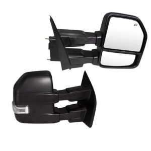 supdm pair towing mirrors fit for 2015 2016 2017 2018 2019 ford f150 pickup truck side power heated towing mirrors with turn signal, auxiliary lamp black housing