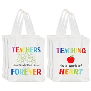 xuniea 6 pcs teacher appreciation gifts for women graduation tote canvas shopping bags with pocket (cute style)