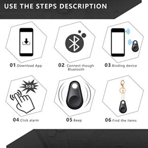 Smart Tracker Key Finder Locator Anti Lost GPS Tracker Wireless Anti Lost Alarm Sensor Device Finder Mini PET GPS Tracker for Kids Locating Phone Keys Wallets Luggage Item Finder, Black (6)