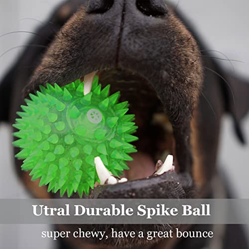 LECHONG 12pack Squeaky Dog Toys Spiky Dog Balls Cleans Teeth and Promotes Dental and Gum Health for Your Pet Squeaker Ball Toys for Aggressive Chewers (S 12PACK)