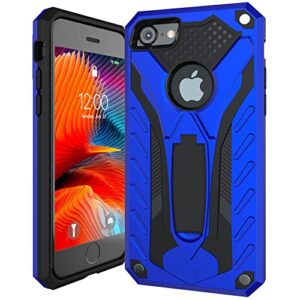 kitoo made in usa defender designed for iphone 7/8/se 2020/2022 eco-friendly case with kickstand, military grade shockproof 12ft. drop tested - blue