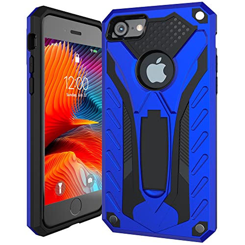 Kitoo Made in USA Defender Designed for iPhone 7/8/SE 2020/2022 Eco-Friendly Case with Kickstand, Military Grade Shockproof 12ft. Drop Tested - Blue