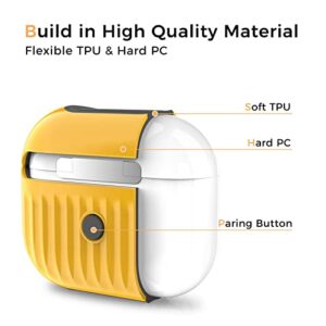 CRINCA for Airpods 3rd Generation Case Cover 2021, Luggage Design AirPods 3 Case with Keychain for Men Women Hard Shell Shockproof for AirPod 3rd Gen Case，Yellow