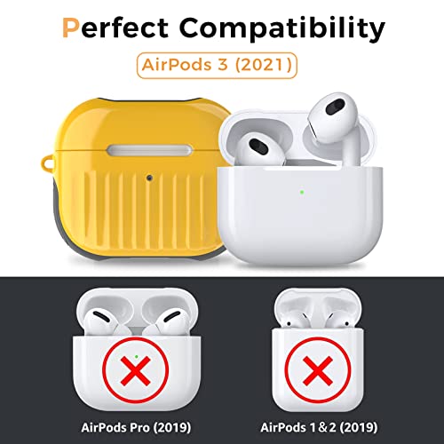 CRINCA for Airpods 3rd Generation Case Cover 2021, Luggage Design AirPods 3 Case with Keychain for Men Women Hard Shell Shockproof for AirPod 3rd Gen Case，Yellow