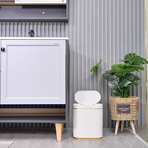 EMANE Motion Sensor Smart Garbage Bin with No Show Trash Bag Design - Durable & Waterproof Smart Trash Can for Bathroom - Slim Bathroom Trash Cans with Lids Fit Anywhere - Quiet Motion Trash Can