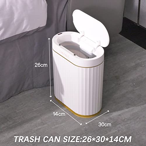 EMANE Motion Sensor Smart Garbage Bin with No Show Trash Bag Design - Durable & Waterproof Smart Trash Can for Bathroom - Slim Bathroom Trash Cans with Lids Fit Anywhere - Quiet Motion Trash Can